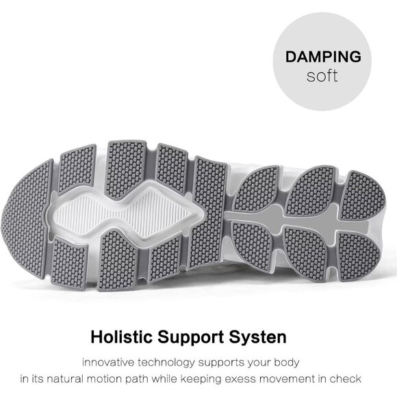 Men's White Non Slip Lightweight Workout Breathable Mesh Fashion Sneakers - Picture 6 of 7